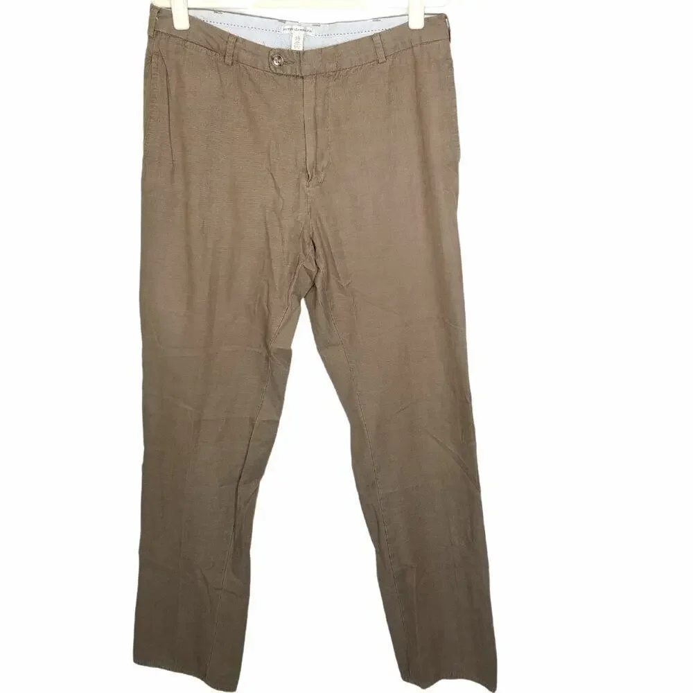 Peter Millar Mens Chinos Khaki Pants Size 35 Straight Leg Preppy Cotton Casual
